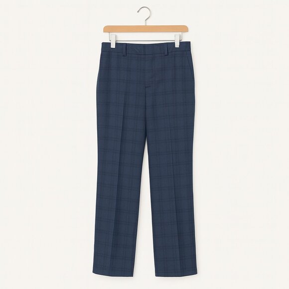 LE CHATEAU | NWT | Navy Blue Plaid Slight Flare Pants – Women’s 10 - Picture 1 of 5